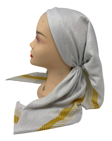 It's Younique OB-ARR-WG White Shimmer with Gold Arrow Border Pre-Tied Open Back Bandanna with Velvet Grip Myselflingerie.com